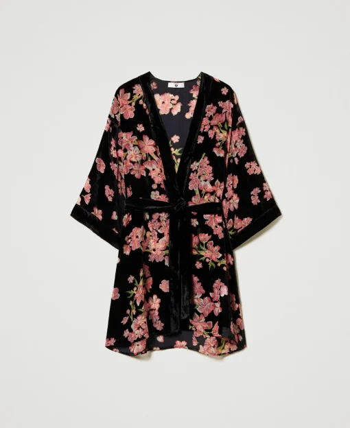 Robe De Chambre En Velours Dévoré Floral
