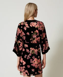 Robe De Chambre En Velours Dévoré Floral