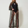 Robe De Chambre Longue En Dentelle Avec Ceinture