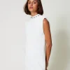 Robe En Crêpe Cady Avec Perles Métalliques