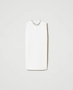 Robe En Crêpe Cady Avec Perles Métalliques