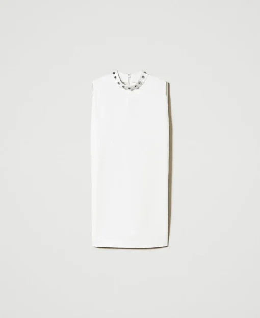Robe En Crêpe Cady Avec Perles Métalliques