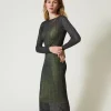 Robe Longue Ajustée En Maille Côtelée
