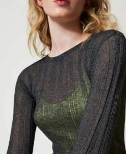 Robe Longue Ajustée En Maille Côtelée