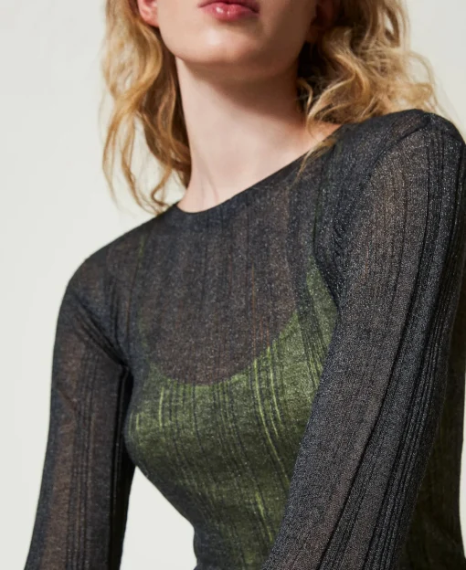 Robe Longue Ajustée En Maille Côtelée