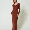 Robe Longue Avec Col Drapé