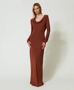 Robe Longue Avec Col Drapé