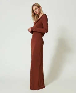 Robe Longue Avec Col Drapé