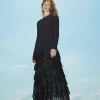 Robe Longue Avec Volants Plissés En Tulle