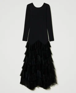 Robe Longue Avec Volants Plissés En Tulle