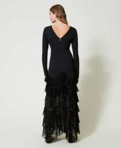 Robe Longue Avec Volants Plissés En Tulle