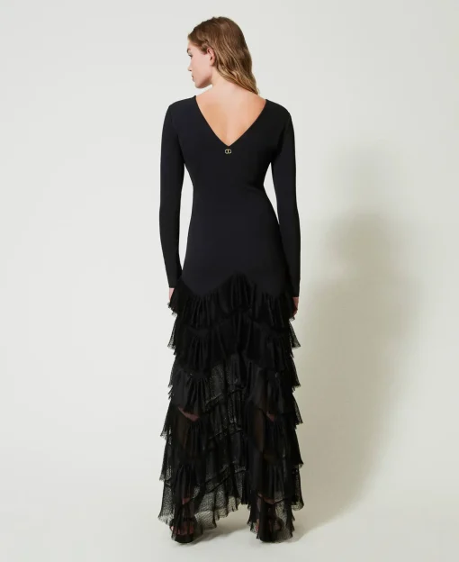 Robe Longue Avec Volants Plissés En Tulle