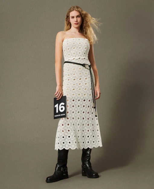 Robe Longue Bustier En Maille Crochet