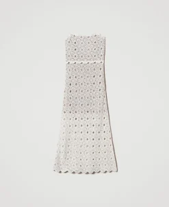 Robe Longue Bustier En Maille Crochet