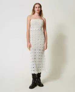 Robe Longue Bustier En Maille Crochet