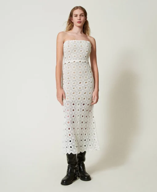 Robe Longue Bustier En Maille Crochet