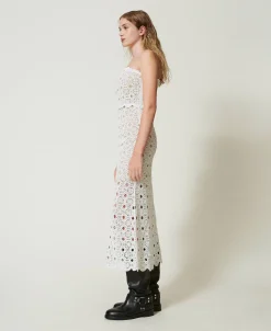 Robe Longue Bustier En Maille Crochet