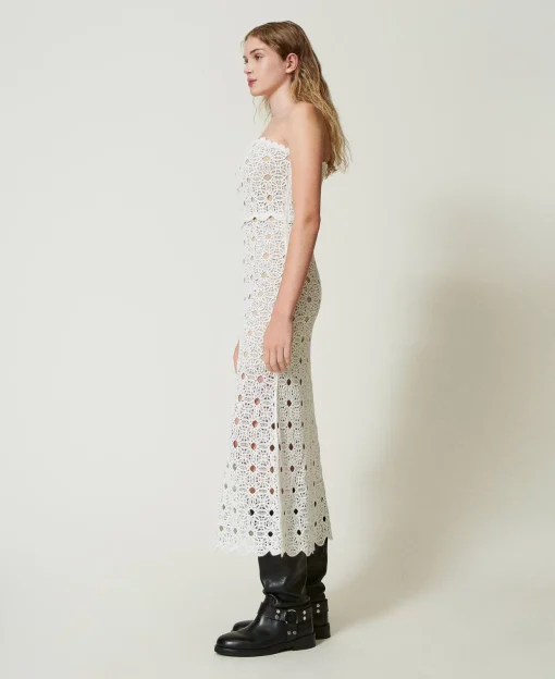 Robe Longue Bustier En Maille Crochet
