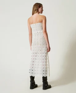 Robe Longue Bustier En Maille Crochet