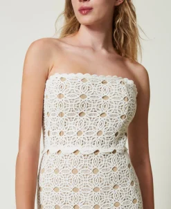 Robe Longue Bustier En Maille Crochet