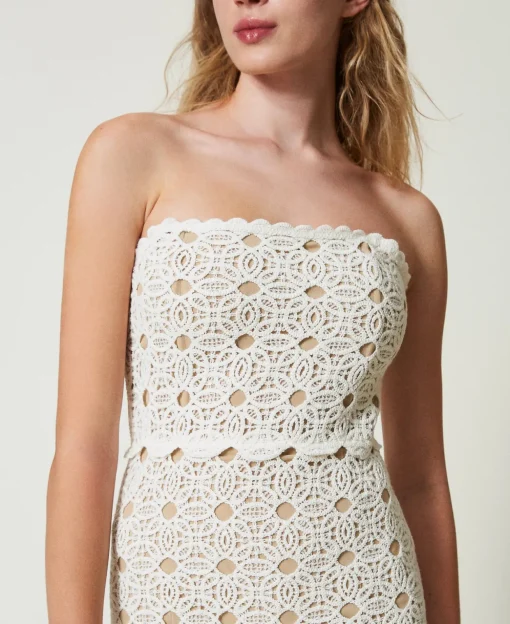 Robe Longue Bustier En Maille Crochet
