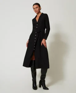 Robe Longue Chemisier En Crêpe Georgette