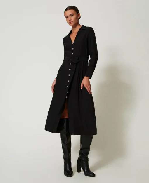 Robe Longue Chemisier En Crêpe Georgette