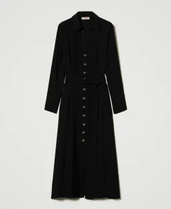 Robe Longue Chemisier En Crêpe Georgette