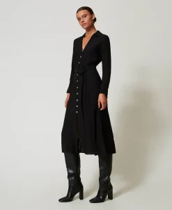 Robe Longue Chemisier En Crêpe Georgette