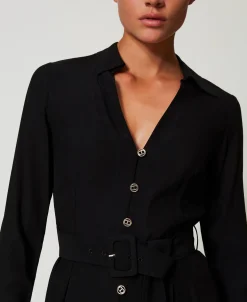 Robe Longue Chemisier En Crêpe Georgette