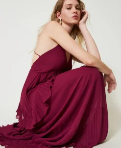 Robe Longue En Crêpe Georgette Plissé
