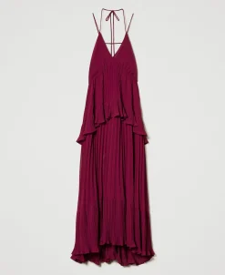 Robe Longue En Crêpe Georgette Plissé