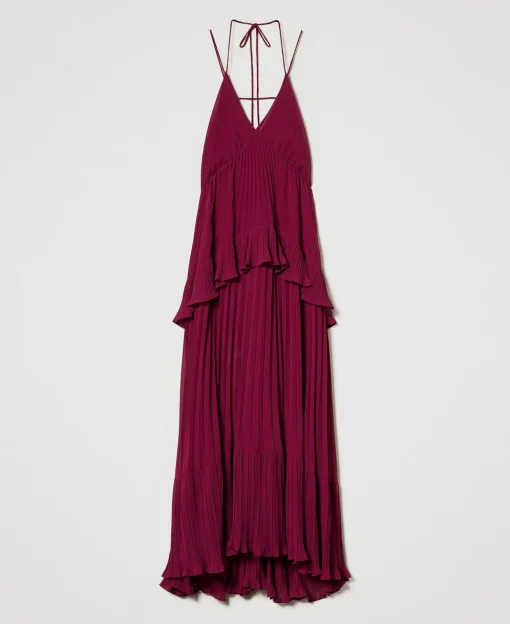 Robe Longue En Crêpe Georgette Plissé