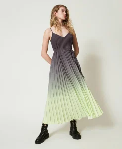 Robe Longue En Crêpe Georgette Plissé Imprimé