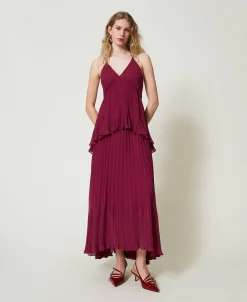 Robe Longue En Crêpe Georgette Plissé