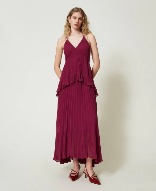 Robe Longue En Crêpe Georgette Plissé