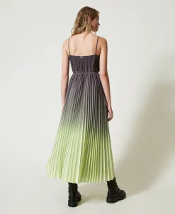 Robe Longue En Crêpe Georgette Plissé Imprimé