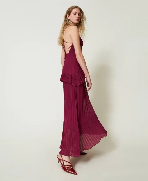 Robe Longue En Crêpe Georgette Plissé