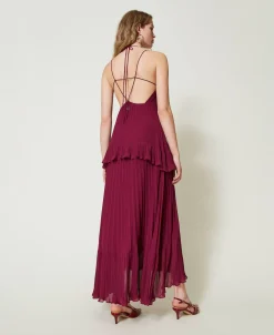 Robe Longue En Crêpe Georgette Plissé