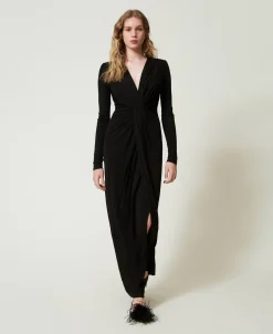 Robe Longue En Jersey Avec Drapé
