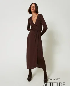 Robe Longue En Jersey Avec Drapé Latéral