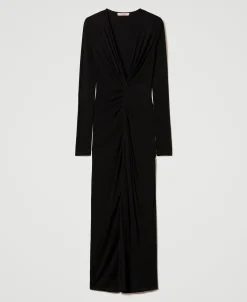 Robe Longue En Jersey Avec Drapé