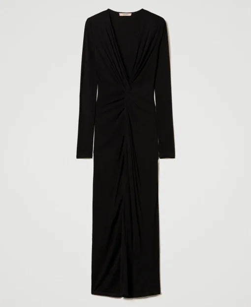 Robe Longue En Jersey Avec Drapé