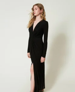 Robe Longue En Jersey Avec Drapé