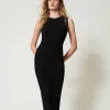 Robe Longue En Maille Avec Dentelle