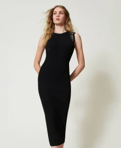 Robe Longue En Maille Avec Dentelle