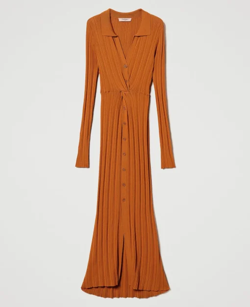 Robe Longue En Maille Avec Fronce
