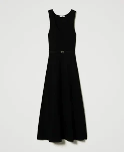 Robe Longue En Maille Avec Ceinture