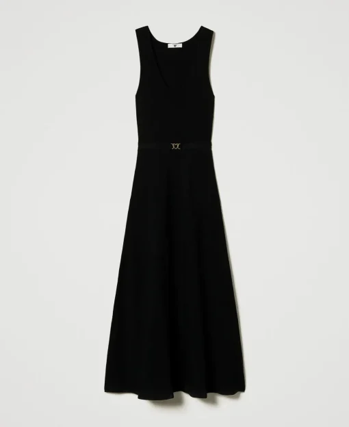 Robe Longue En Maille Avec Ceinture