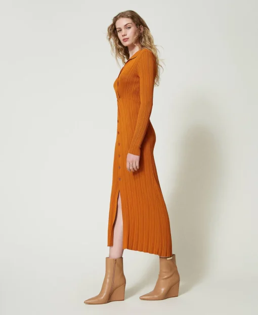 Robe Longue En Maille Avec Fronce